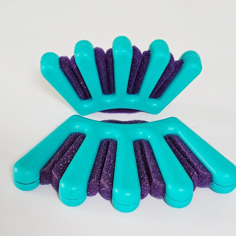 Vintage 1990s Easy Braid‎ Hair Braiding Tool Teal Purple Foam Set of 2 Sleepover
